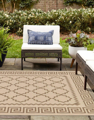 Unique Loom Outdoor Trellis T-KOZA-20430A Beige Area Rug Square Lifestyle Image