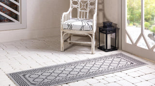 Unique Loom Outdoor Trellis T-KOZA-20430A Gray Area Rug Runner Lifestyle Image