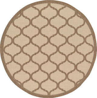 Unique Loom Outdoor Trellis T-KOZA-20431A Beige and Brown Area Rug Round Lifestyle Image