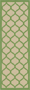 Unique Loom Outdoor Trellis T-KOZA-20431A Beige and Green Area Rug Runner Top-down Image