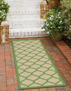 Unique Loom Outdoor Trellis T-KOZA-20431A Beige and Green Area Rug Runner Lifestyle Image
