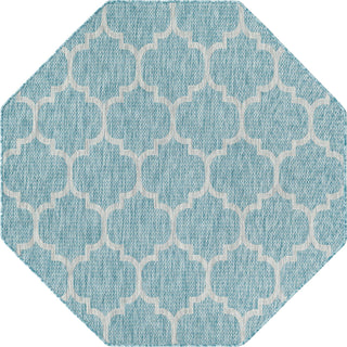 Unique Loom Outdoor Trellis T-KOZA-20596A Aquamarine Area Rug Octagon Top-down Image