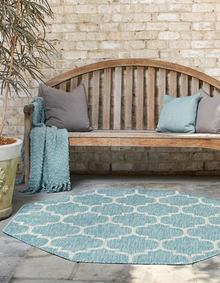 Unique Loom Outdoor Trellis T-KOZA-20596A Aquamarine Area Rug Octagon Lifestyle Image