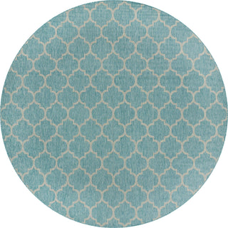 Unique Loom Outdoor Trellis T-KOZA-20596A Aquamarine Area Rug Round Top-down Image