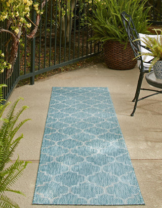 Unique Loom Outdoor Trellis T-KOZA-20596A Aquamarine Area Rug Runner Lifestyle Image