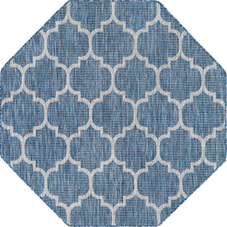 Unique Loom Outdoor Trellis T-KOZA-20596A Navy Blue Area Rug Octagon Top-down Image