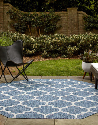 Unique Loom Outdoor Trellis T-KOZA-20596A Navy Blue Area Rug Octagon Lifestyle Image