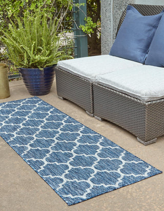 Unique Loom Outdoor Trellis T-KOZA-20596A Navy Blue Area Rug Runner Lifestyle Image