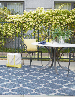 Unique Loom Outdoor Trellis T-KOZA-20596A Navy Blue Area Rug Square Lifestyle Image