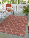Unique Loom Outdoor Trellis T-KOZA-20596A Rust Red Area Rug Rectangle Lifestyle Image Feature
