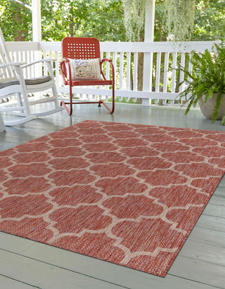 Unique Loom Outdoor Trellis T-KOZA-20596A Rust Red Area Rug Rectangle Lifestyle Image