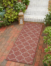 Unique Loom Outdoor Trellis T-KOZA-20596A Rust Red Area Rug Runner Lifestyle Image