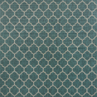 Unique Loom Outdoor Trellis T-KOZA-20596A Teal Area Rug Square Top-down Image