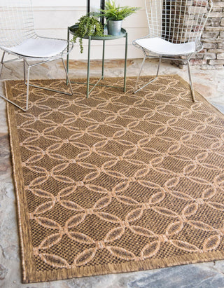 Unique Loom Outdoor Trellis T-KOZA-K3017A Light Brown Area Rug Rectangle Lifestyle Image Feature