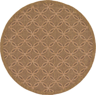 Unique Loom Outdoor Trellis T-KOZA-K3017A Light Brown Area Rug Round Top-down Image