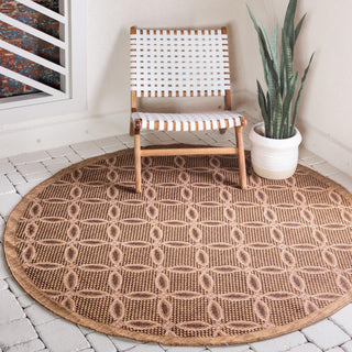 Unique Loom Outdoor Trellis T-KOZA-K3017A Light Brown Area Rug Round Lifestyle Image