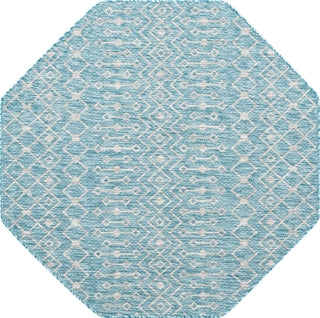 Unique Loom Outdoor Trellis T-KZOD10 Aqua Area Rug Octagon Top-down Image