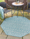 Unique Loom Outdoor Trellis T-KZOD10 Aqua Area Rug Octagon Lifestyle Image Feature