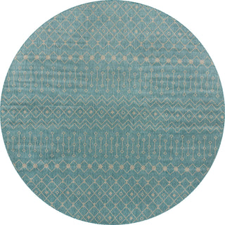 Unique Loom Outdoor Trellis T-KZOD10 Aqua Area Rug Round Top-down Image