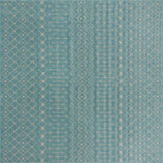 Unique Loom Outdoor Trellis T-KZOD10 Aqua Area Rug Square Top-down Image