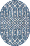 Unique Loom Outdoor Trellis T-KZOD10 Blue Area Rug Oval Top-down Image