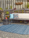 Unique Loom Outdoor Trellis T-KZOD10 Blue Area Rug Oval Lifestyle Image