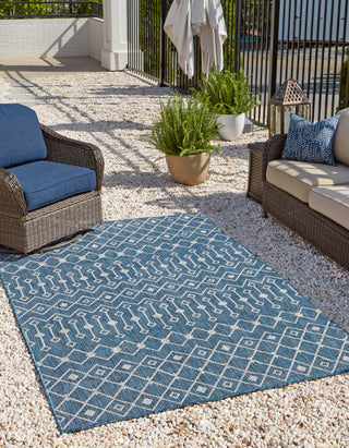 Unique Loom Outdoor Trellis T-KZOD10 Blue Area Rug Rectangle Lifestyle Image