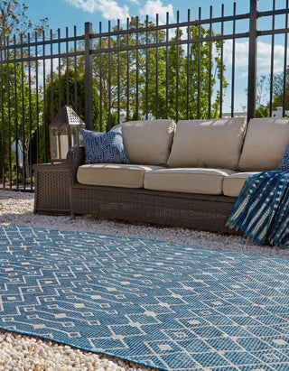 Unique Loom Outdoor Trellis T-KZOD10 Blue Area Rug Rectangle Lifestyle Image