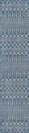 Unique Loom Outdoor Trellis T-KZOD10 Blue Area Rug Runner Top-down Image