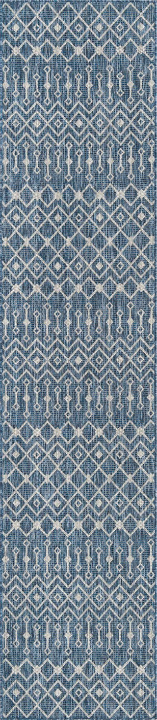 Unique Loom Outdoor Trellis T-KZOD10 Blue Area Rug Runner Top-down Image