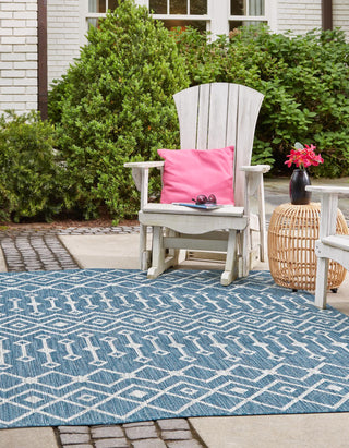 Unique Loom Outdoor Trellis T-KZOD10 Blue Area Rug Square Lifestyle Image