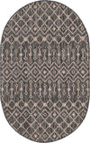 Unique Loom Outdoor Trellis T-KZOD10 Charcoal Gray Area Rug Oval Top-down Image