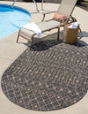 Unique Loom Outdoor Trellis T-KZOD10 Charcoal Gray Area Rug Oval Lifestyle Image