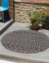 Unique Loom Outdoor Trellis T-KZOD10 Charcoal Gray Area Rug Round Lifestyle Image