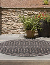 Unique Loom Outdoor Trellis T-KZOD10 Charcoal Gray Area Rug Round Lifestyle Image