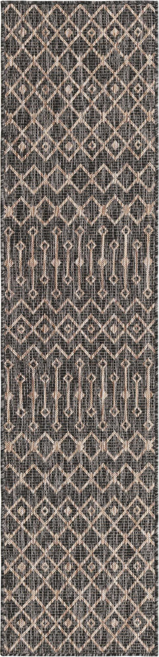 Unique Loom Outdoor Trellis T-KZOD10 Charcoal Gray Area Rug Runner Top-down Image