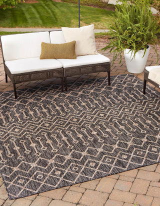 Unique Loom Outdoor Trellis T-KZOD10 Charcoal Gray Area Rug Square Lifestyle Image