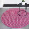 Unique Loom Outdoor Trellis T-KZOD10 Fuschia Area Rug Round Lifestyle Image
