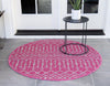 Unique Loom Outdoor Trellis T-KZOD10 Fuschia Area Rug Round Lifestyle Image