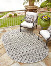 Unique Loom Outdoor Trellis T-KZOD10 Gray Area Rug Oval Lifestyle Image