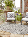 Unique Loom Outdoor Trellis T-KZOD10 Gray Area Rug Oval Lifestyle Image