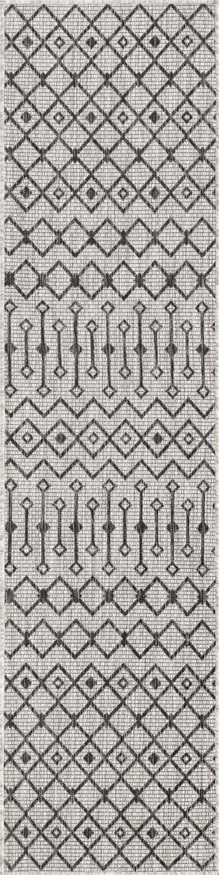 Unique Loom Outdoor Trellis T-KZOD10 Gray Area Rug Runner Top-down Image