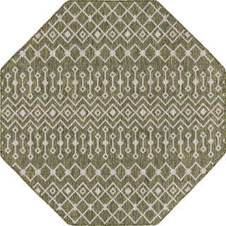 Unique Loom Outdoor Trellis T-KZOD10 Green Area Rug Octagon Top-down Image