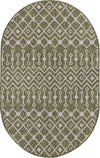 Unique Loom Outdoor Trellis T-KZOD10 Green Area Rug Oval Top-down Image
