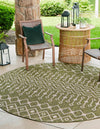 Unique Loom Outdoor Trellis T-KZOD10 Green Area Rug Round Lifestyle Image