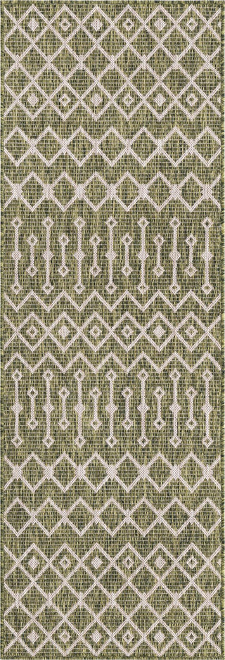 Unique Loom Outdoor Trellis T-KZOD10 Green Area Rug Runner Top-down Image