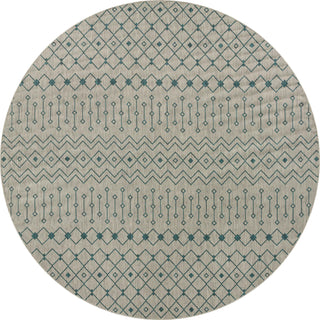 Unique Loom Outdoor Trellis T-KZOD10 Light Blue Area Rug Round Top-down Image