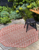 Unique Loom Outdoor Trellis T-KZOD10 Rust Red Area Rug Octagon Lifestyle Image Feature