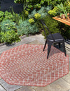 Unique Loom Outdoor Trellis T-KZOD10 Rust Red Area Rug Octagon Lifestyle Image Feature