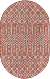 Unique Loom Outdoor Trellis T-KZOD10 Rust Red Area Rug Oval Top-down Image